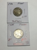 (2) Buffalo Nickels 1916 P & 1935 P Extra Fine