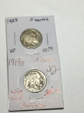 (2) Buffalo Nickels 1919 S Very Good, 1923 P Very Fine