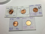 (5) Lincoln Shield Cent 2010-2013