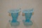 Two Fenton Blue Opal Horn of Plenty Vases.