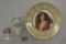 Four Glass Items including Portrait Plate.