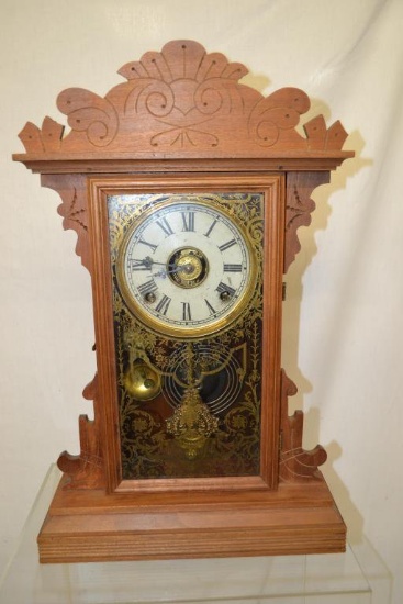 Antique E.N. Welch Walnut Valda Kitchen Clock.