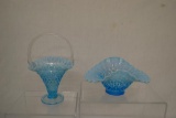 Two Fenton Blue Opal Hobnail Pieces.