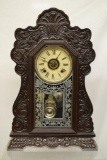 Antique Ansonia T&S Aden Dark Oak Parlor Clock.