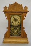 Antique Gilbert Lion T&S Oak Kitchen Clock.