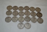 Coins. 20 Walking Liberty Half Dollars.