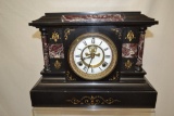 Antique Waterbury Black Marble Mantle Clock.