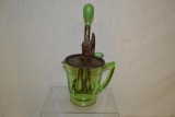 Green Depression Glass 4 Cup Egg Beater.