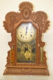 Antique Ingraham Gila Oak Calender Kitchen Clock.