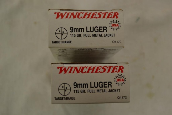 Ammo. Winchester 9mm Luger, 100 Rounds