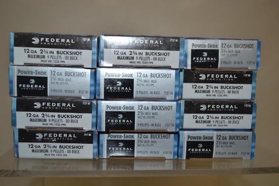 Ammo. Federal 12 ga, 12 Full Boxes, 60 Rds