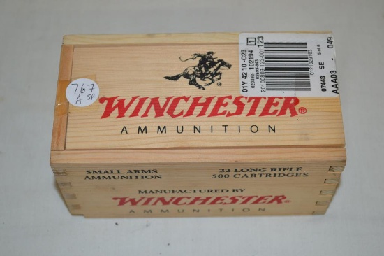 Ammo. Winchester 22 LR Brick. 500 Rds. Wooden Box
