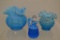 4 Fenton Blue Hobnail Opalescent Pieces