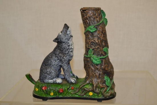 Cast Iron Wolf Mechanical Bank.