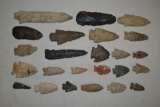 Native American Group of 24 Arrow Heads & Knives
