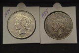 Coins. 2 Peace Silver Dollars 1934 & 1935