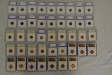 Coins. 43 Assorted Slabbed Pennies 1909-2010