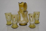 Mary Gregory Amber 5 piece Water Set