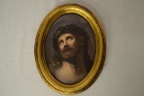 Hand Painted Porcelain Dresden Plaque of Christ