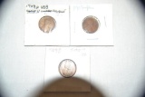 Coins. 3 1909 Wheat Pennies