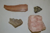 4 Rocks. Rose Quartz, Pyrite, Jasper, Stalagmite