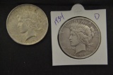 Coins. 2 Peace Silver Dollars 1934-D & 1922