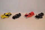 4 Die Cast Cars with Display Cases