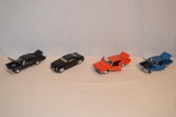 4 Die Cast Cars with Display Cases