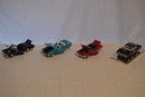 4 Die Cast Cars with Display Cases