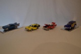 4 Die Cast Cars with Display Cases