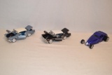 3 Die Cast Cars with Display Cases