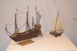 2 Ship Models & Statue of Liberty