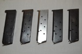 5 1911 Pistol 45 Auto Magazines, 2 Colt