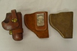 2 Right & 1 Left Small Brown Leather Holsters