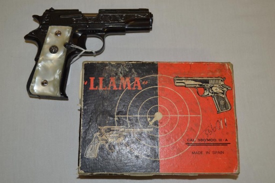 Gun. Llama 111-A 380 cal Factory Engraved Pistol
