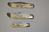 3 Schrade Scrimshaw Folding Knives