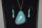 Turquoise & Sterling Carved Necklace & Earrings