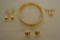 Gold 14K Jewelry. 3 Pair Earrings & Bracelet
