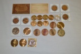 Wooden Nickels & Centennial Souvenir Tokens.