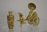Asian Miniature Rickshaw & Vase