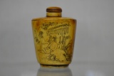 Asian Erotica Ivory Resin Etched Snuff Bottle