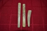 2 Ivory Resin Etched and Carved Cigarette Holders