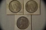 Coins. 3 Peace Silver Dollars. 1922, 1923, 1925