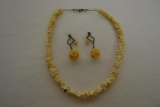 Asian Puzzle Ball Earrings & Ivory Resin Necklace