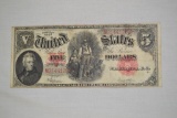 Currency. $5 United States Note. 1907 Series