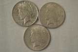 Coins. 3 Peace Silver Dollars.1922,1924,1926-S