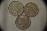 Coins. 3 Peace Silver Dollars, 1922.