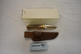 Schrade Knife & Leather Sheath. Stag Handle