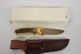 Schrade Knife & Leather Sheath. Stag Handle