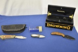 2 Folding Knives & Browning Knife.